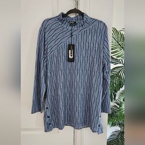 Nwt Papa Blue Patterned Women's Top